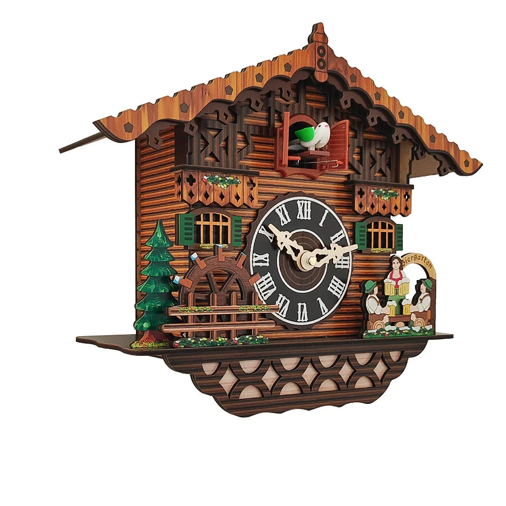 Wooden Clock Wall Mounted Clock Bird Alarm Clock Cuckoo Clocks for Home Kid's Room Decoration
