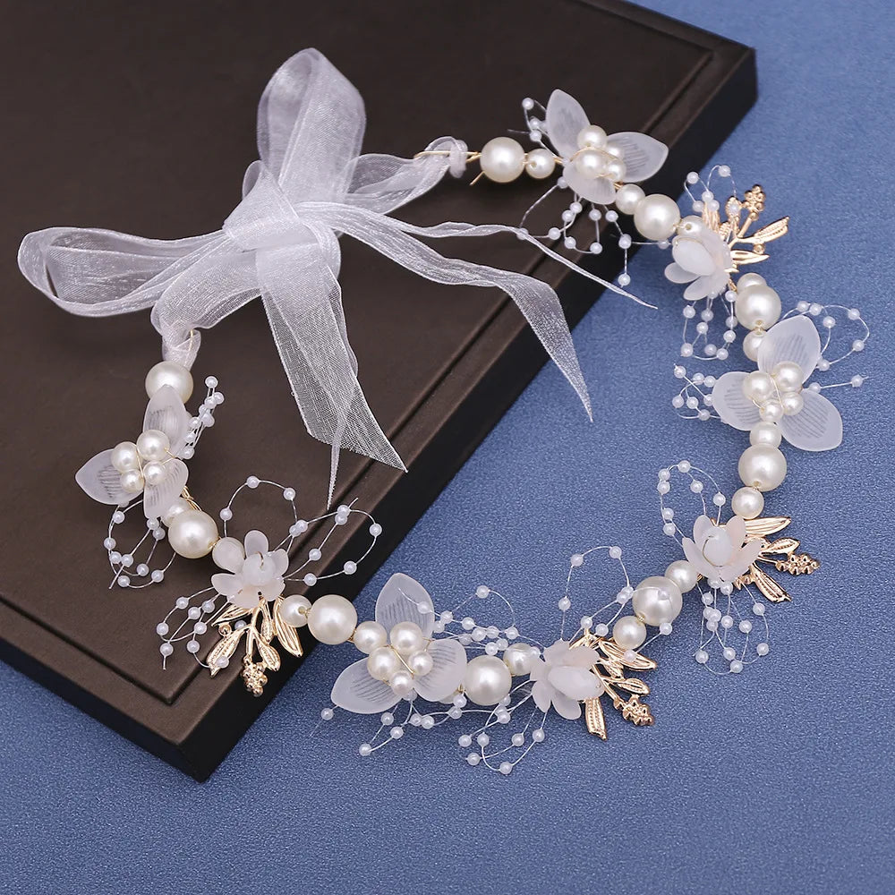 Sweet Pink Flowers Wreath Headband For Kids Princess Hair Band Children's Forest Style Hairbands Flower Girl Headpiece Gifts