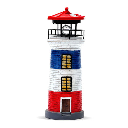 Solar Powered Resin Rotating Lighthouse Lamp Decorative Lighthouse Light Lighthouse Model Light for Home Yard Outdoor Decor