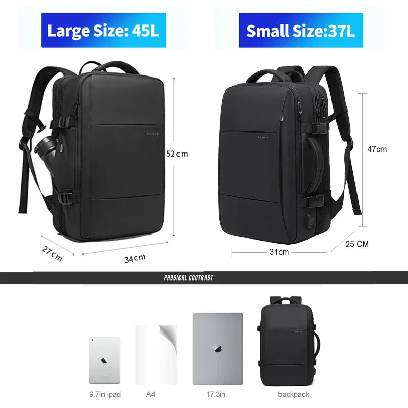 Men Business Backpack School Expandable USB