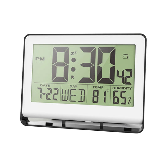 Atomic clock with indoor temperature and humidity..