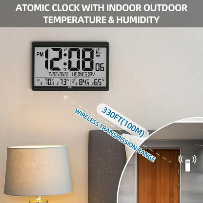 Clock/Never Needs Setting, Battery Operated, Atomic Wall Clock with Indoor/Outdoor