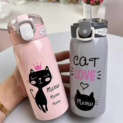 500ml Cartoon Cat Stainless Steel Tumbler