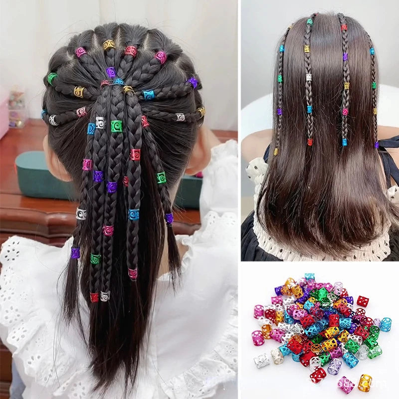 Hair Braid Cuff DIY Dreadlock Beads Adjustable Hair Braid Rings Cuff Clips Wholesale Kids Hair Accessories Ring