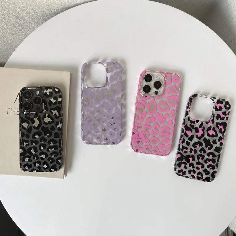 Luxury Leopard Print Hard Armor Phone Case for iPhone