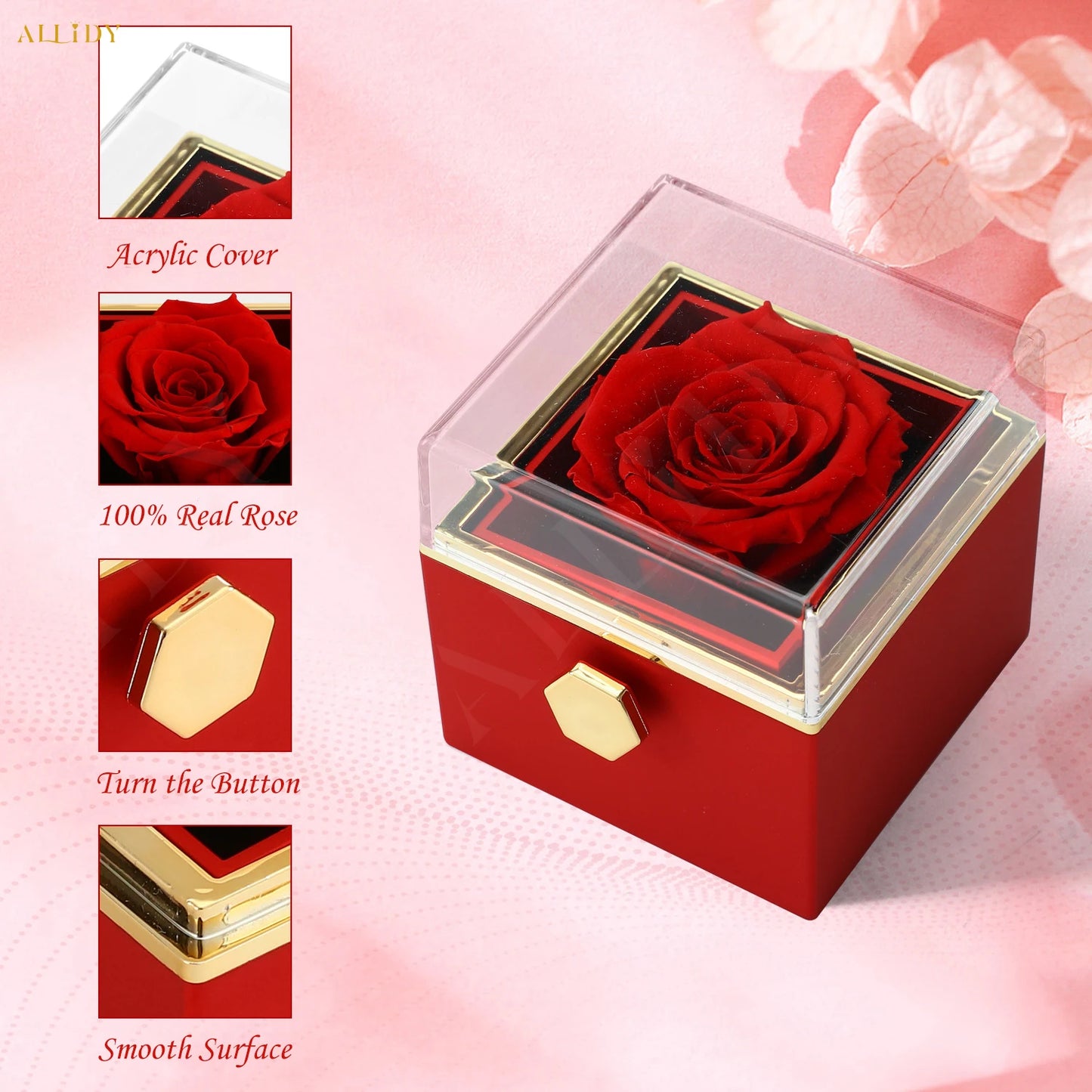 Custom Double Heart engraved Name Steel Necklace Eternal Rose box for Women Creative Surprise Confession Proposal Gifts