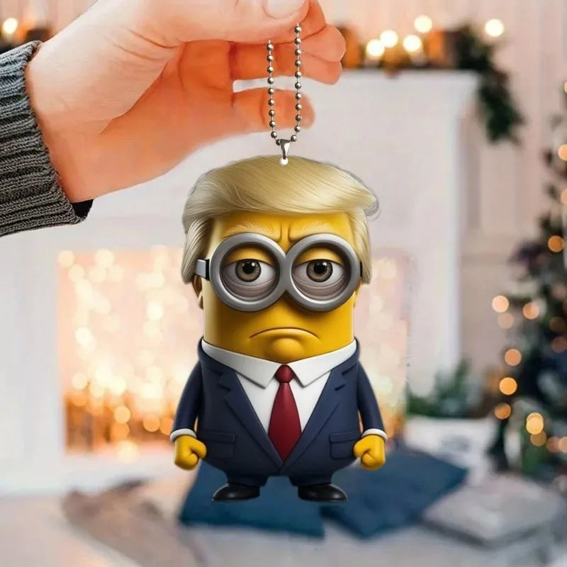 New acrylic flat cartoon character car decorative pendant Trump car rearview mirror decorative pendant hero character