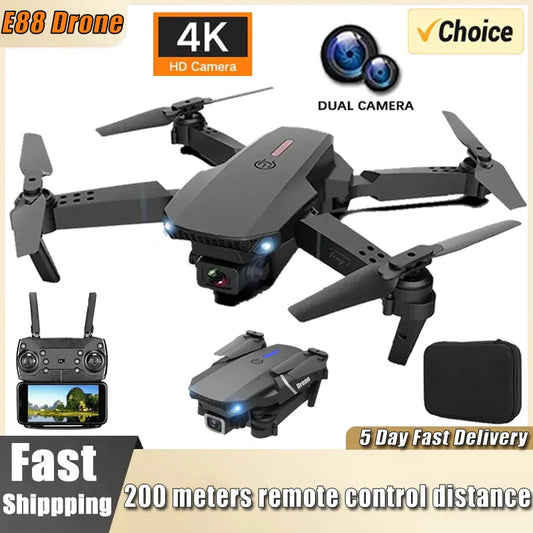 New E88Pro RC Drone 4K Professinal With 1080P Wide Angle Dual HD Camera