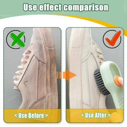 s Shoes Brush Automatic Liquid Discharge Multifunction Press Out Shoes Cleaner Soft Bristles Clothes Brushes Cleaning Tool