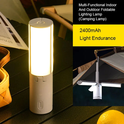 Folding Outdoor Camping Light Portable Lantern Rechargeable 3 Modes Dimmable For Outdoor Camping Tent Emergency Lighting