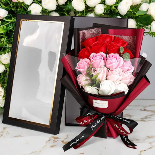 18pcs Simulated Bouquet Gift Box 2025 Valentine's Day Home Decoration Ornaments Eternal Flower Gift Box For Lover Girlfriend