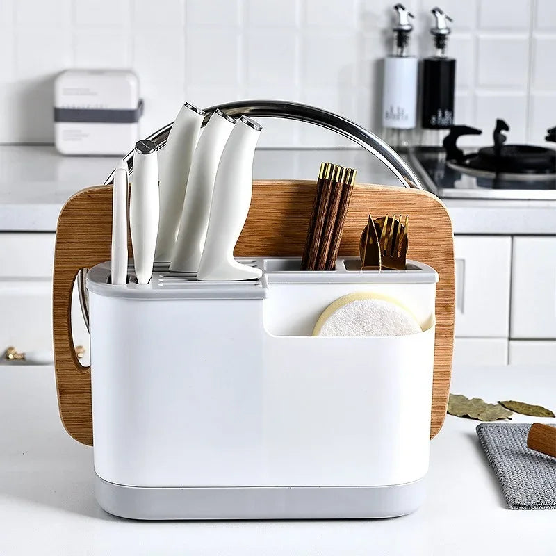 Pot Cover Cutting Board Holder Knife Storage Box Cutlery Box Knife Stand Cutlery Multi Function Scissor Holder Kitchen Organizer