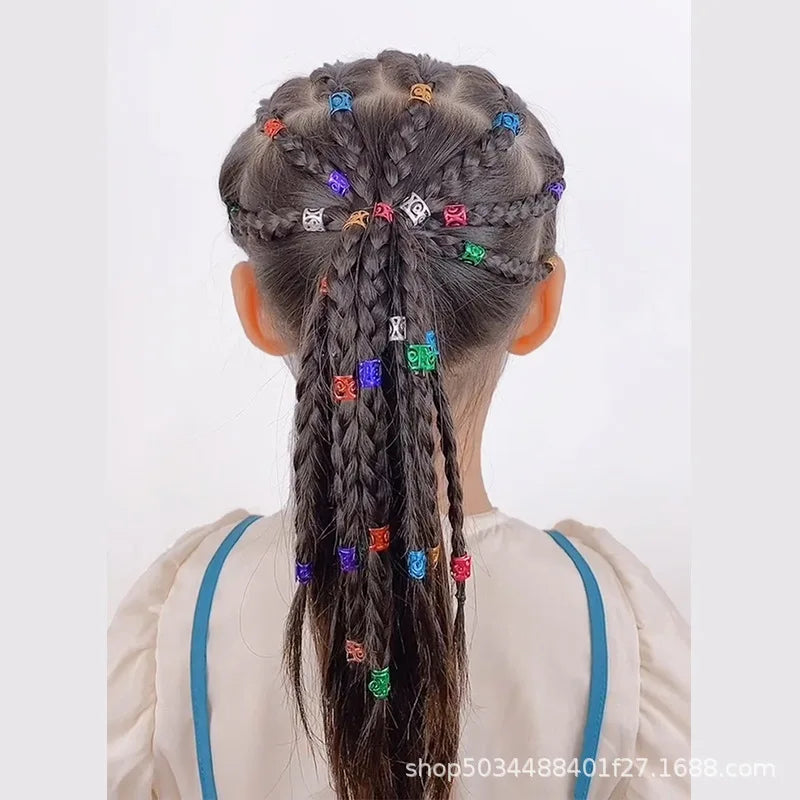 Hair Braid Cuff DIY Dreadlock Beads Adjustable Hair Braid Rings Cuff Clips Wholesale Kids Hair Accessories Ring