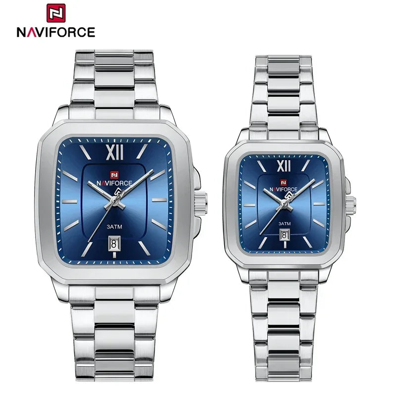 NAVIFORCE Casual Sport Watch for Lover Stainless Steel Band