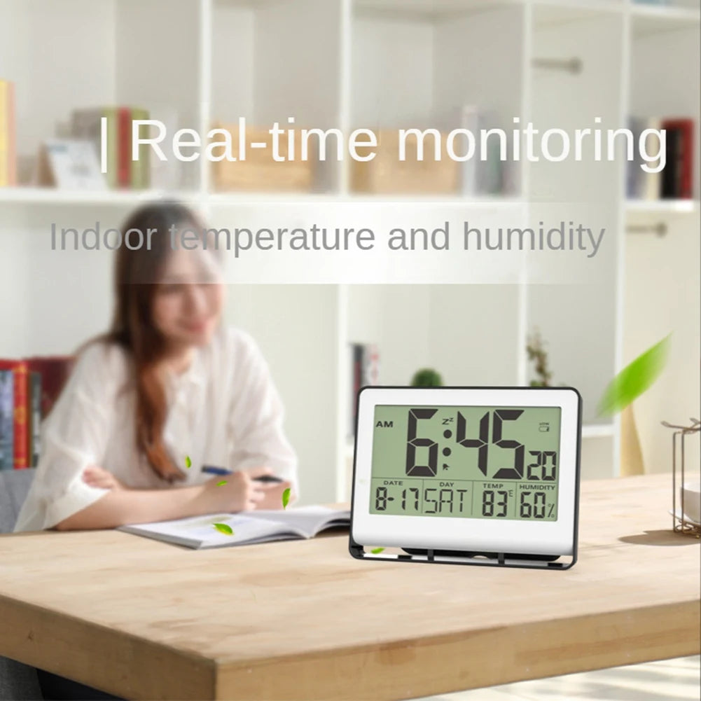 Atomic clock with indoor temperature and humidity..