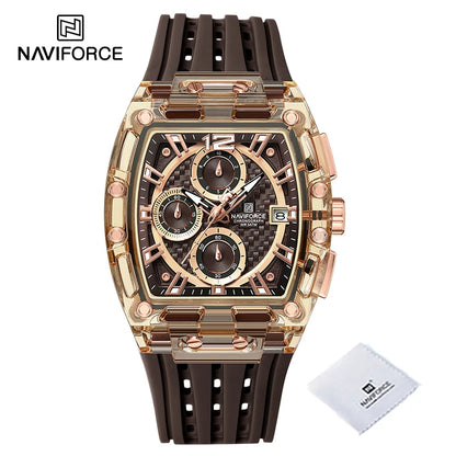 Men's Quartz Multifunction Watches Fashion Sports Chronograph 5ATM Waterproof Silicone Band Casual Man Wrist Watch