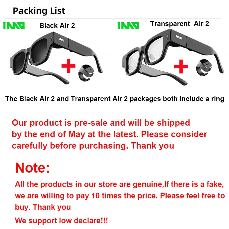 INMO Air 2 Wireless AR Glasses Full Color Display