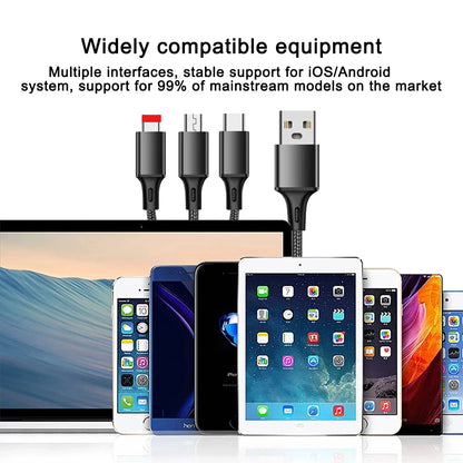 3 In 1 Micro USB Type C Charger Cable Multi Usb Port