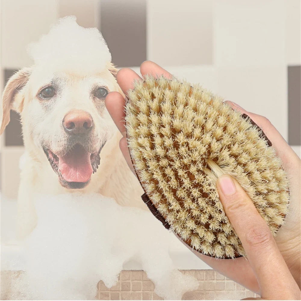 Natural Wood Bristle Bath Brush Soft Wet Dry Body SPA Massager Brush