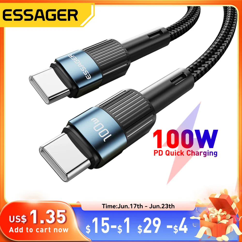 Type C To USB C Cable USB-C PD Fast Charging Charger