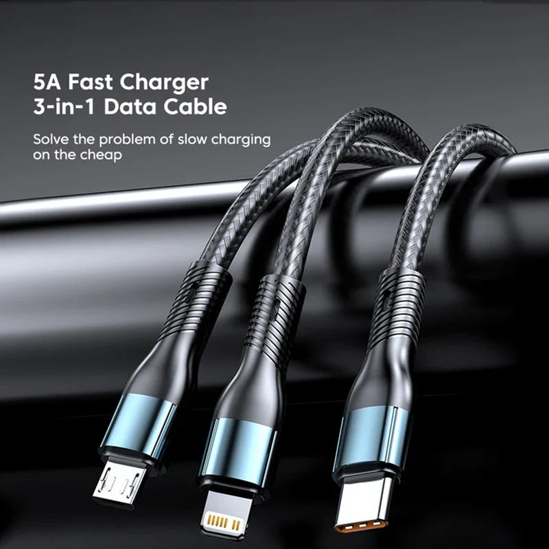 3 In 1 120W 6A Type C Super Fast Charging Cable