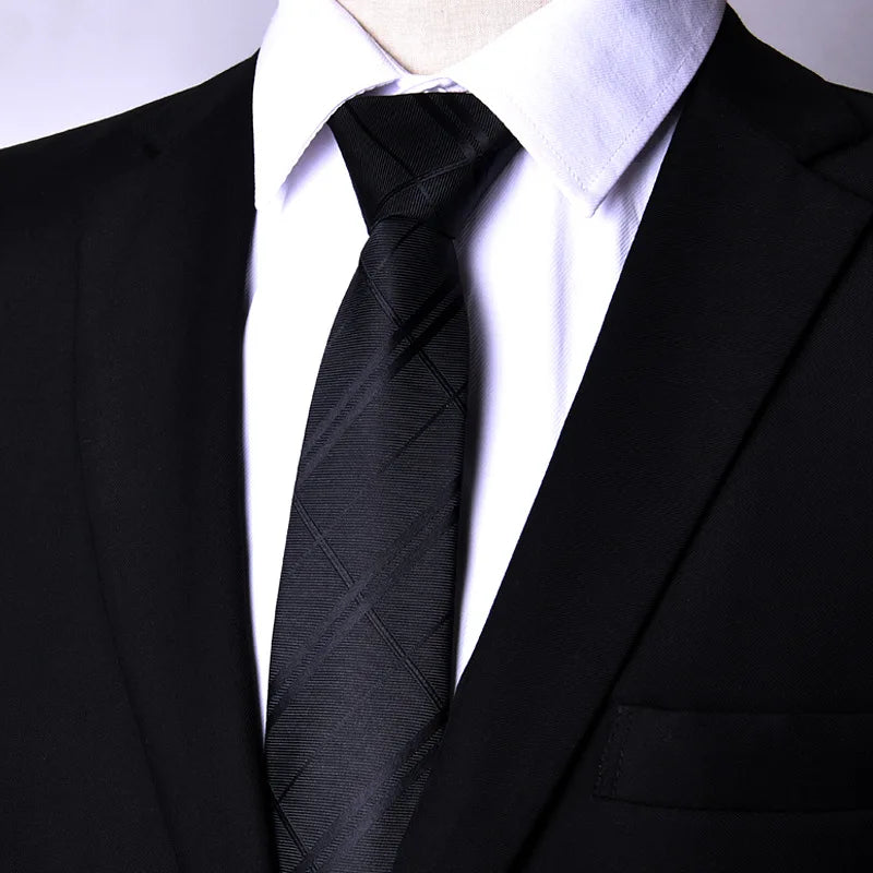 Men's Paisley Zipper Ties Skinny Neck Tie Solid