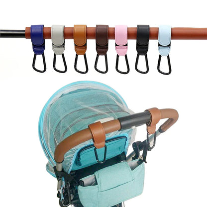 Adjustable Leather Baby Bag Stroller Hook