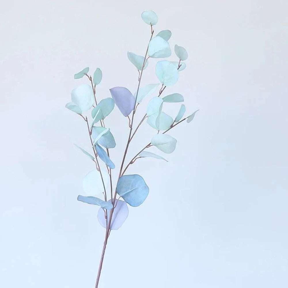 Artificial Plants Long Pole Eucalyptus Leaves Plants Money Leaf Wall Decor Wedding Shooting Prop Home Room Vases Table Diy Decor