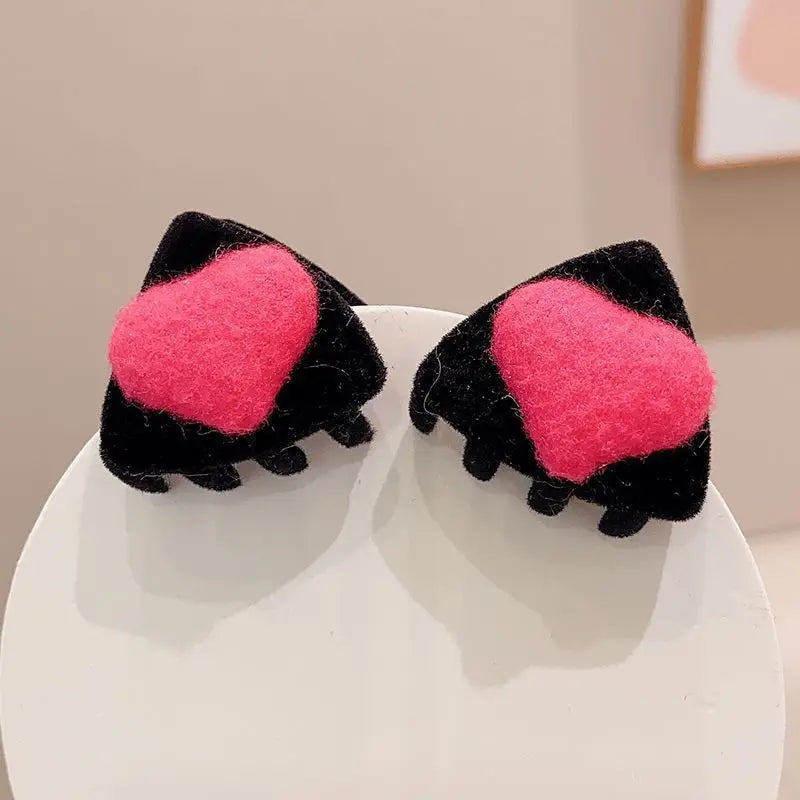 New Cute Plush Cat Claw Hairpin Simple Sweet Girl Baby Small Clasp Clips Children Star Clip Headwear Hair Clips Kids Accessories