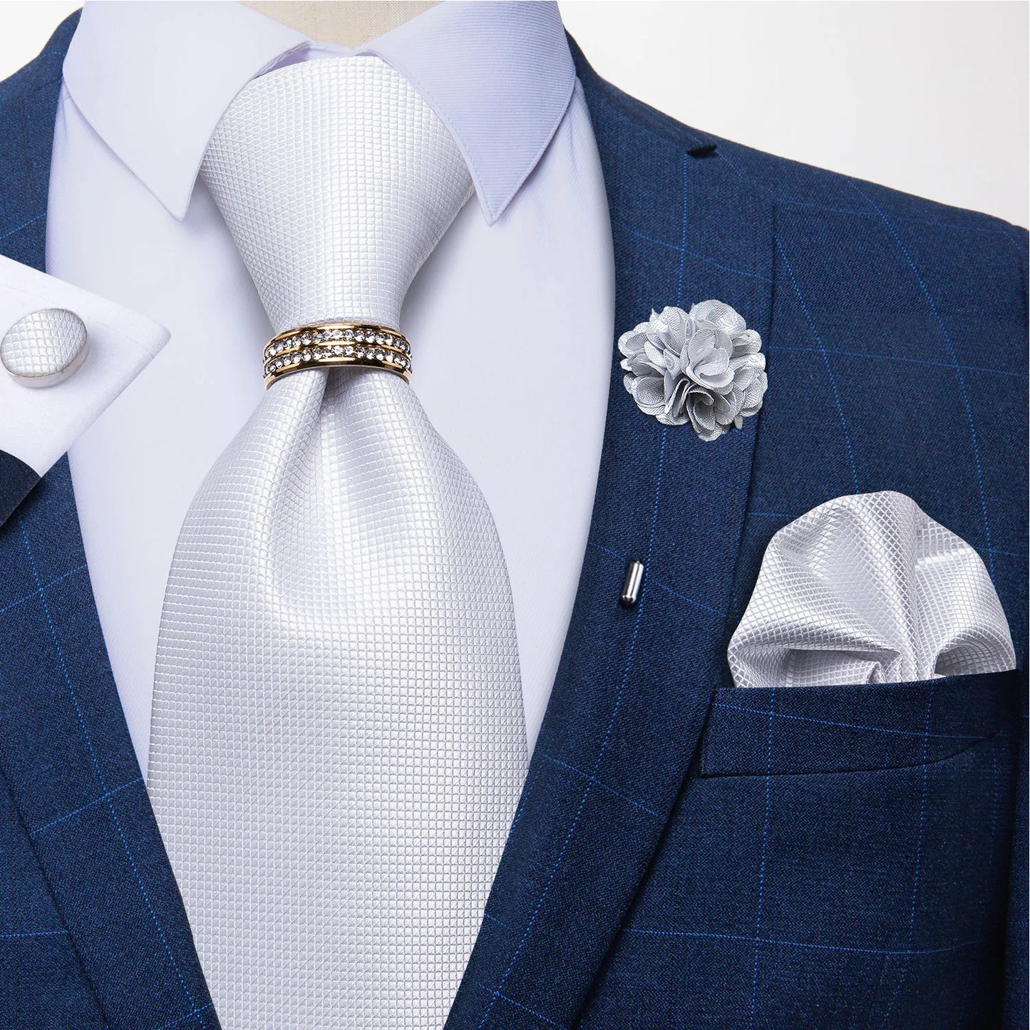 Men's Ties Handkerchief Cufflinks Metal Ring Brooch..