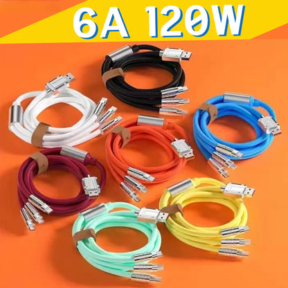 120W 6A 3 in 1 Fast Charging Type C Cable Micro USB