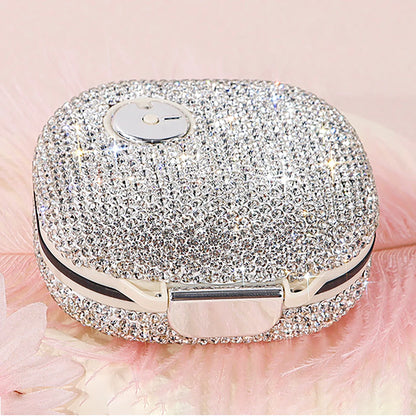 Sparkling Rhinestone Pill Box Sealed Travel Pill Case Tablet Dispenser Plastic Storage Box Portable Capsule Organizer Container