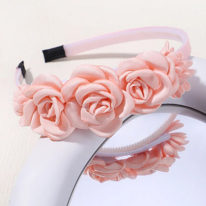 New Handmade Flower Girls Headbands Cute Pearl Feather Wedding Crown Princess Dance Party Headwear Fashion Hoop Accessories