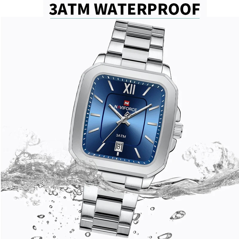 NAVIFORCE Casual Sport Watch for Lover Stainless Steel Band