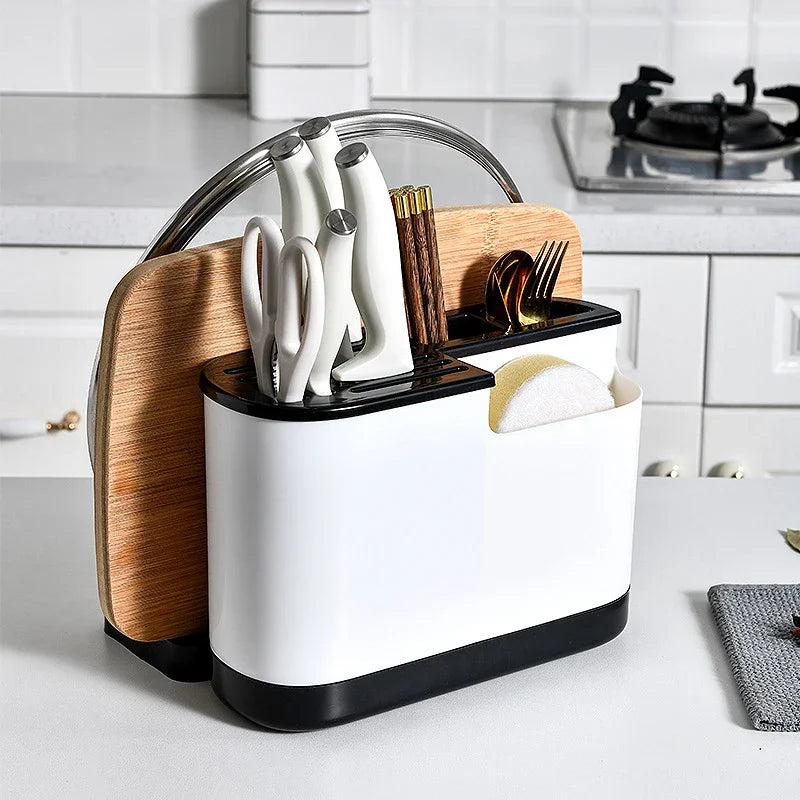 Pot Cover Cutting Board Holder Knife Storage Box Cutlery Box Knife Stand Cutlery Multi Function Scissor Holder Kitchen Organizer
