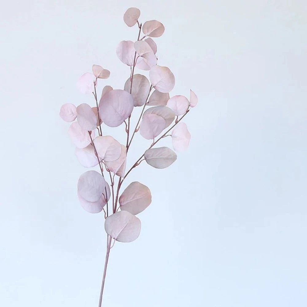 Artificial Plants Long Pole Eucalyptus Leaves Plants Money Leaf Wall Decor Wedding Shooting Prop Home Room Vases Table Diy Decor