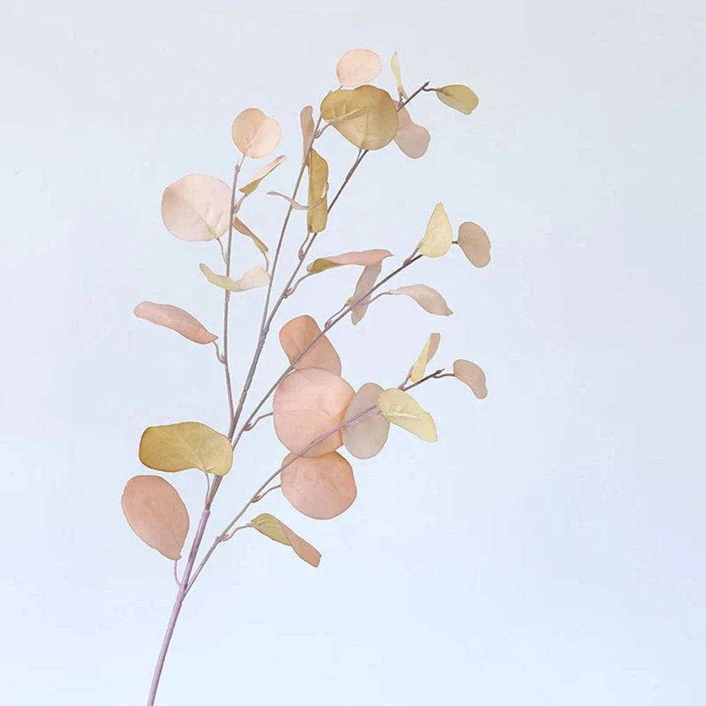 Artificial Plants Long Pole Eucalyptus Leaves Plants Money Leaf Wall Decor Wedding Shooting Prop Home Room Vases Table Diy Decor