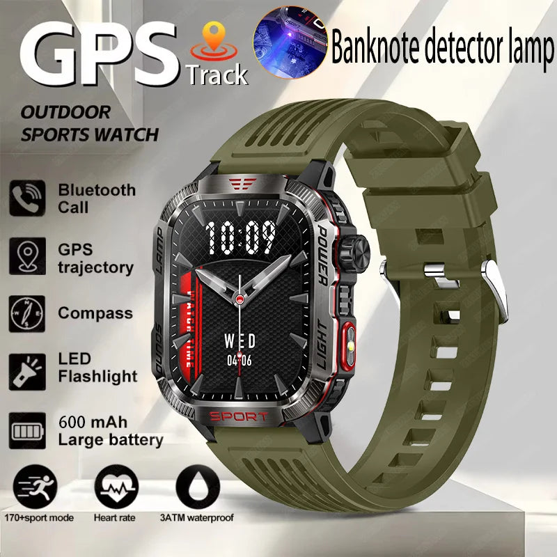 2024 New Military Outdoor Sport Smart Watch Men's 600 mAh Battery Waterproof GPS Track Call For Xiaomi Health Fitness Smartwatch
