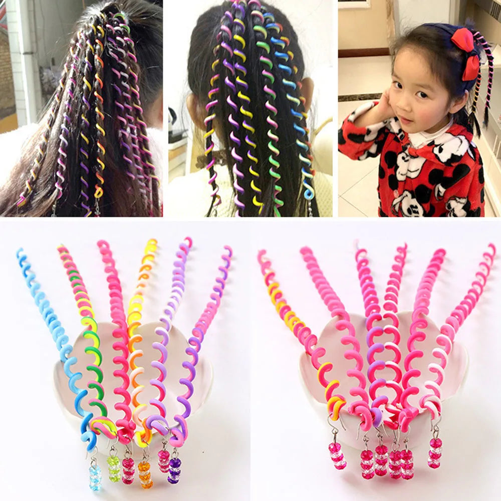 6Pcs/Set Kids Curler Hair Braid Hair Sticker Baby Girls Decor Hair Accesories Little Girl's Hair Headdress