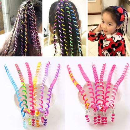 6Pcs/Set Kids Curler Hair Braid Hair Sticker Baby Girls Decor Hair Accesories Little Girl's Hair Headdress
