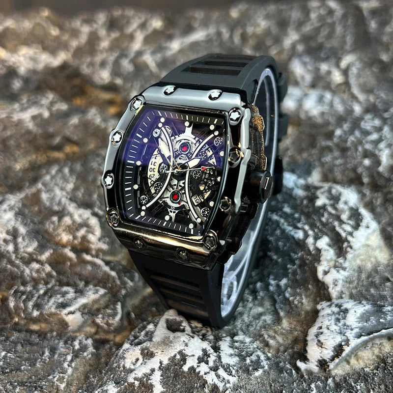 Reloj deportivo luminoso para hombre, cronógrafo de marca de lujo, esfera de barril de vino, brillo nocturno de moda, calendario, L146