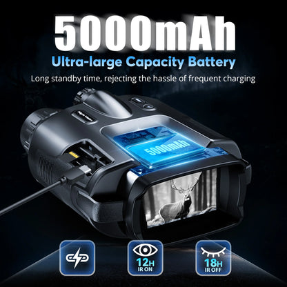 Night Vision Binoculars Goggles 2000FT Infrared 4K Night Vision 64GB Card Tactical Light 8X Digital Zoom for Outdoor Camping