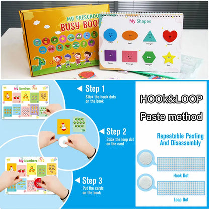 Kids Busy Book Toy Montessori Hook&Loop Repeatedly Paste Quiet Book