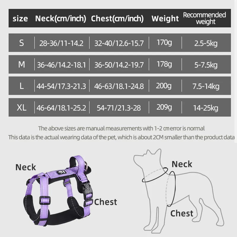 Anti-Escape Dog Harness with Handle Reflective Nylon Dog Harness Vest for Small Medium Dogs French Bulldog Walking Pet Supplies