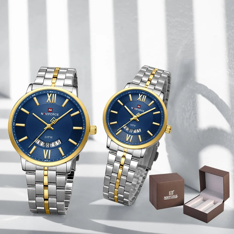 NAVIFORCE Luxury Couple Watch Fashion Stainless Steel Lover Watches..