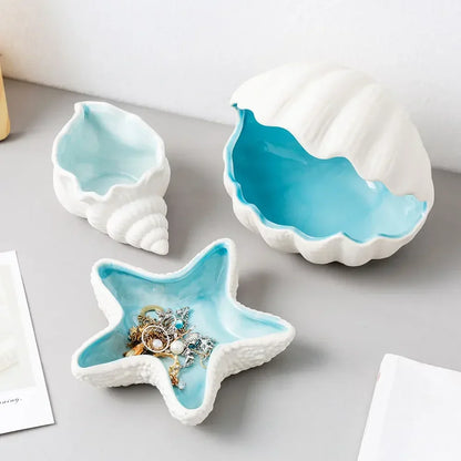 Jewelry Tray Sea Shell Decorative Ceramic Storage