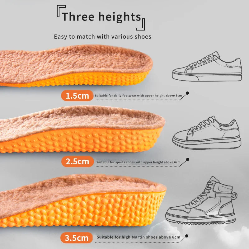 Thermal Self Heated Height Increase Insoles for Feet Warm