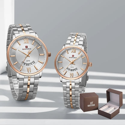 NAVIFORCE Luxury Couple Watch Fashion Stainless Steel Lover Watches..