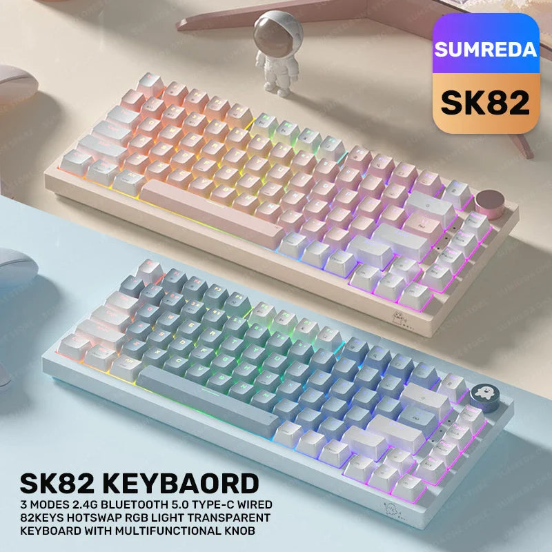 SK82 2.4G Wireless Bluetooth Wired Three-mode Mechanical Keyboard RGB