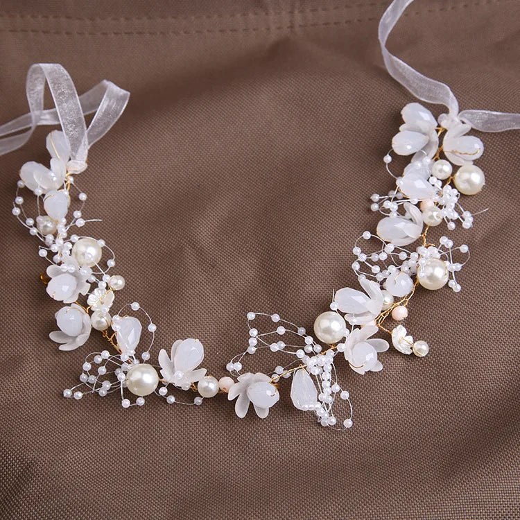 Sweet Pink Flowers Wreath Headband For Kids Princess Hair Band Children's Forest Style Hairbands Flower Girl Headpiece Gifts